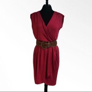 VIVIENNE Vivienne Tam Red Surplice Faux Wrap Dress Sz XS